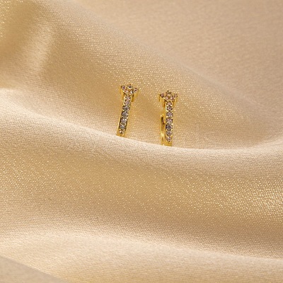 Brass Micro Pave Clear Cubic Zirconia Hoop Earrings FS-WG60F71-01-1