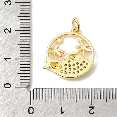Brass Micro Pave Cubic Zirconia Pendants KK-P343-01B-G-1