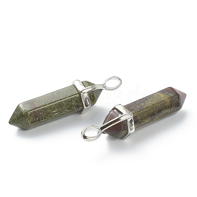 Natural Bloodstone Pointed Pendants G-M378-01P-A01-1