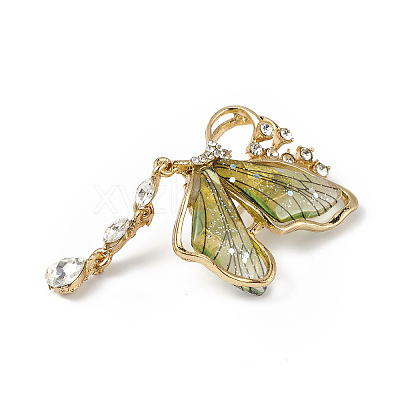 Resin Butterfly Brooch Pin with Crystal Rhinestone JEWB-P016-05KCG-03-1