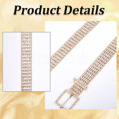 Alloy Full Crystal Rhinestone 5-Row Chain Belts AJEW-WH20019-49G-1
