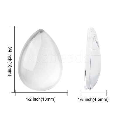 Transparent Teardrop Glass Cabochons GGLA-R024-18x13-1
