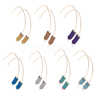 7 Pairs 7 Colors Synthetic Hematite Arrow Dangle Earrings EJEW-AN0001-43-1