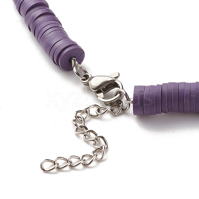 Polymer Clay Heishi Beaded Necklace with Word Love for Women NJEW-JN03790-1