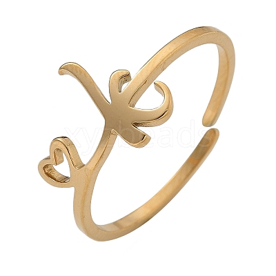 304 Stainless Steel Cuff Rings for Women RJEW-D285-01G-K-1