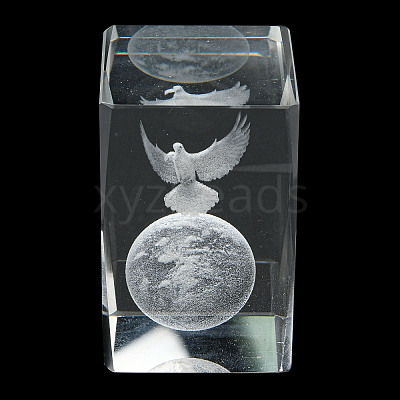 3D Laser Engraving Animal Glass Figurine DJEW-R013-01A-1