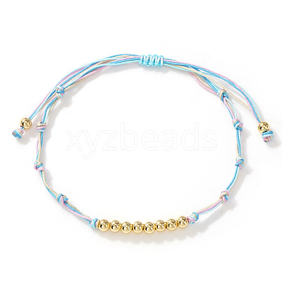 Brass Round Beads Braided Bead Bracelets AZ5003-4-1