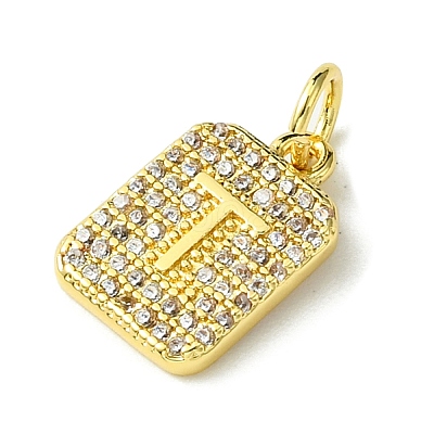 Rack Plating Brass Micro Pave Clear Cubic Zirconia Charms KK-G501-01T-G-1
