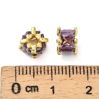 Brass Micro Pave Cubic Zirconia Beads KK-B142-03G-02-1