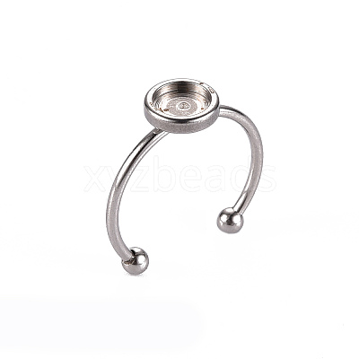 Tarnish Resistant 201 Stainless Steel Cuff Pad Ring Settings STAS-S080-042B-P-1