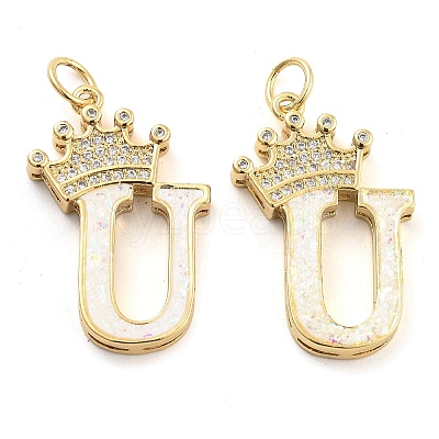 Brass Micro Pave Clear Cubic Zirconia Pendants KK-G498-01U-02-1