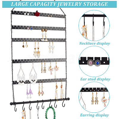 China Factory Iron Wall Earring Organizer, Hanging Earring Holder, 6 Layer  Design and 12 Hooks, for Earrings, Necklaces and Rings, Rectangle 45.5cm,  rectangle: about 33x26.5x1.2cm in bulk online - PandaWhole.com