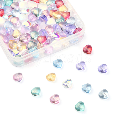 100Pcs 10 Colors Transparent Glass Beads GLAA-CJ0001-56-1