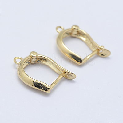 Brass Hoop Earring Findings with Latch Back Closure KK-F728-09G-NF-1