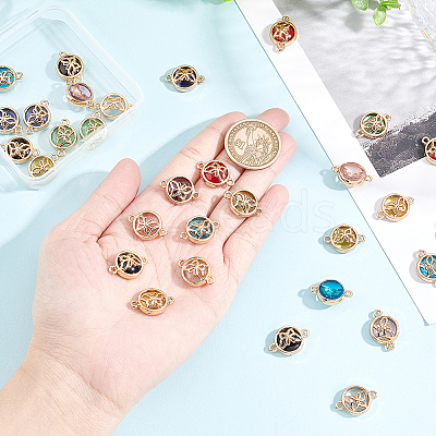 32Pcs 8 Colors Glass Connector Charms GLAA-AR0001-31-1