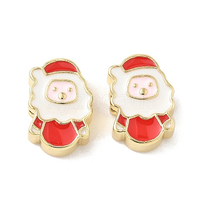 Christmas Brass Enamel Beads KK-I474-G01-1