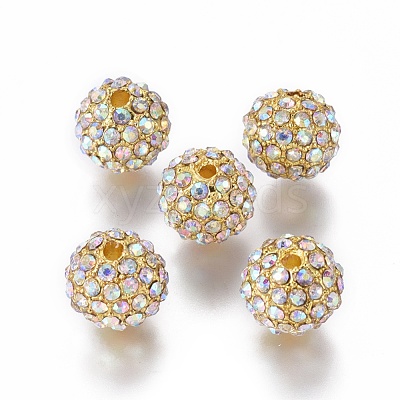 Alloy Rhinestone Beads RB-A034-10mm-A28G-1