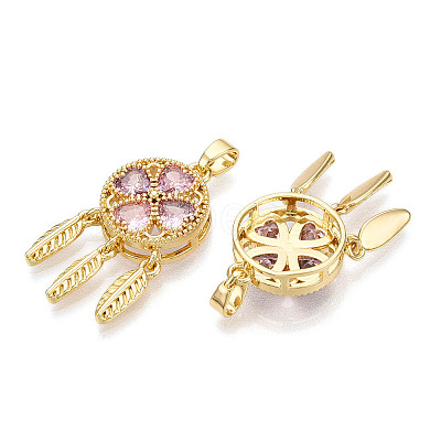 Brass Micro Pave Cubic Zirconia Pendants KK-N254-222G-1
