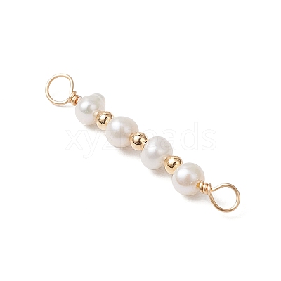 Natural Cultured Freshwater Pearl Potato Beaded Connector Charms PALLOY-JF03702-1