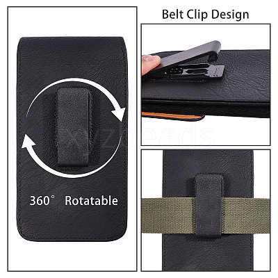 Rectangle Cowhide Mobile Phone Waist Belt Pouches AJEW-WH0596-953A-1