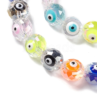 Transparent Evil Eye Glass Beads Strands LAMP-K037-06A-1