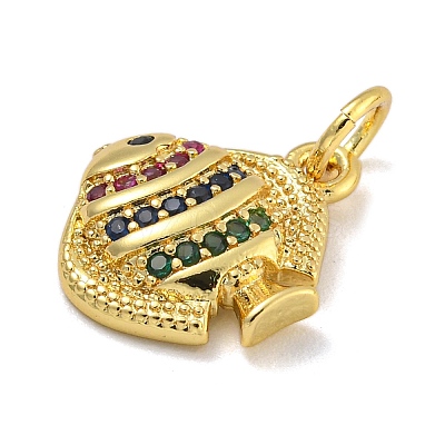 Rack Plating Brass Micro Pave Cubic Zirconia Charms KK-I718-03G-C-1