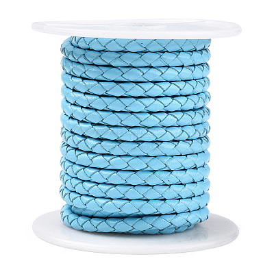 Braided Cowhide Leather Cord NWIR-N005-01N-4mm-1