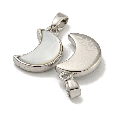 Rack Plating Brass Natural White Shell Pendants LS-KK-U025-06P-01-1