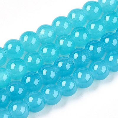 Baking Paint Imitation Jade Glass Round Bead Strands DGLA-Q021-6mm-07-1