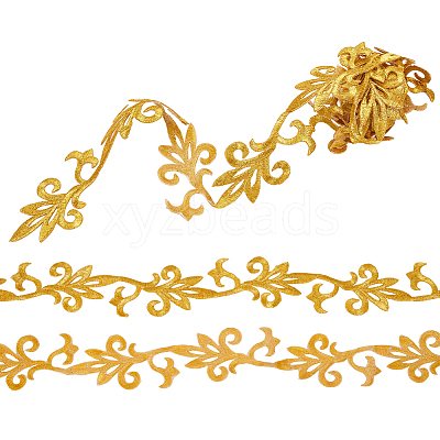 1M Iron on/Sew on Embroidery Floral Polyester Hollow Lace Ribbons OCOR-WH0085-51B-1