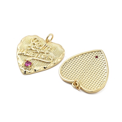 Brass Micro Pave Cubic Zirconia Pendants KK-Q006-24G-1