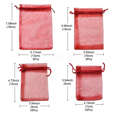 30Pcs 4 Styles Rectangle Organza Bags Jewellery Storage Pouches Wedding Favour Party Mesh Drawstring Gift OP-FS0001-01A-1
