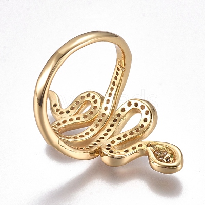 Brass Micro Pave Cubic Zirconia Cuff Rings RJEW-G108-06G-1