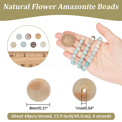4 Strands Natural Flower Amazonite Beads Strands G-NB0005-09B-1