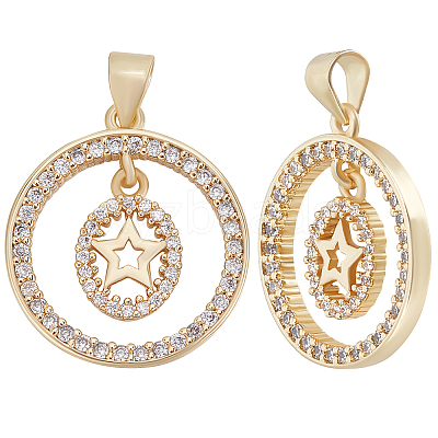 5Pcs Brass Micro Pave Clear Cubic Zirconia Pendants ZIRC-BBC0001-84-1
