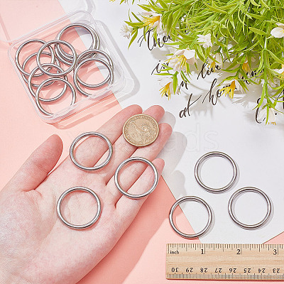 16Pcs 304 Stainless Steel Linking Rings STAS-AR0002-65A-P-1