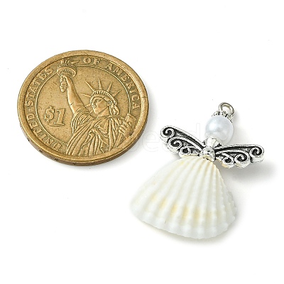 Spiral Shell Angel Pendants PALLOY-JF02507-01-1