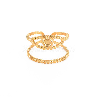 Ion Plating(IP) 304 Stainless Steel Open Pad Ring Cabochon Settings STAS-S119-157G-1