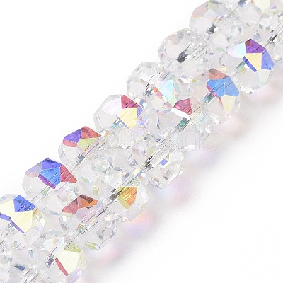 Electroplate Transparent Glass Beads Strands X-EGLA-H101-03A-1