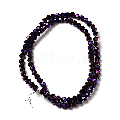 Faceted(32 Facets) Electroplate Glass Bead Strands X-EGLA-R042-4mm-02-1