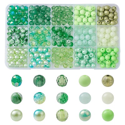 375Pcs 15 Styles Acrylic Beads MACR-YW0002-59B-1