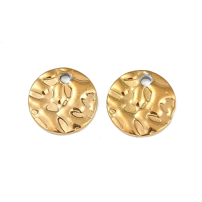 Ion Plating(IP) 304 Stainless Steel Textured Disc Charms STAS-Q336-11B-G-1