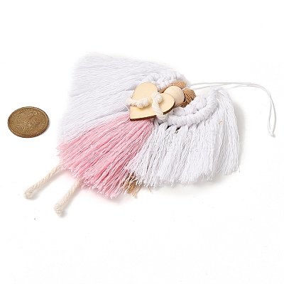 Angel Handmade Woven Macrame Cotton Thread Pendant Decorations HJEW-JM02454-01-1