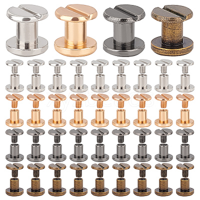 40Sets 4 Colors Alloy Screw Clasps BUTT-PH0001-30A-1