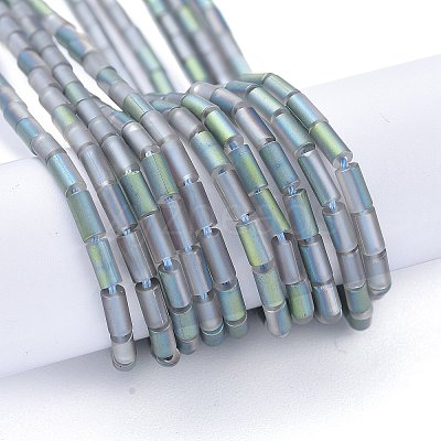 Electroplate Frosted Glass Beads Strands EGLA-K014-BF-FR01-1