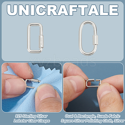 925 Sterling Silver Locking Carabiner Clasps STER-UN0001-36-1