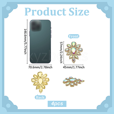 4Pcs Teardrop Shape Hotfix Rhinestone Iron on Patches PATC-FG0002-25B-1