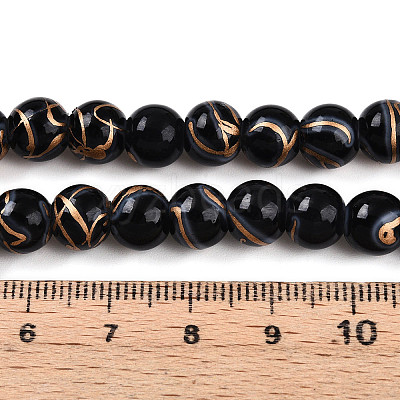 Baking Paint Glass Beads Strands DGLA-N010-8mm-10-1