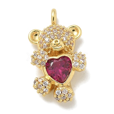 Rack Plating Brass Micro Pave Cubic Zirconia Pendants KK-L224-058G-1