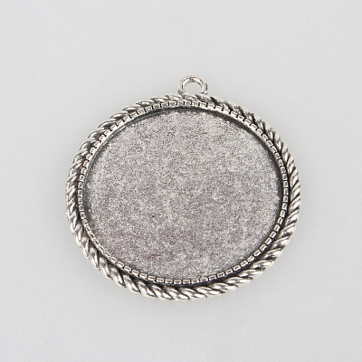 Tibetan Style Alloy Pendant Cabochon Settings TIBEP-N003-66AS-1